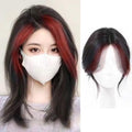 VAVANGA 3D Hair Topper with Bangs Black with Red Highlight Color 10inch by VAVANGAHAIREXTENSION