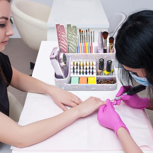 CGBE Nail Drill Holder, 28 Holes Nail Drill Bit Holder - Bling dz-White - Image 6