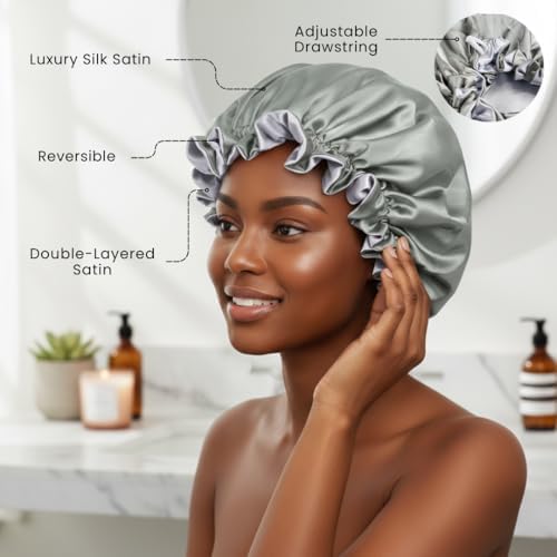 Silk Satin Hair Bonnet for Sleeping Reversible - Image 3