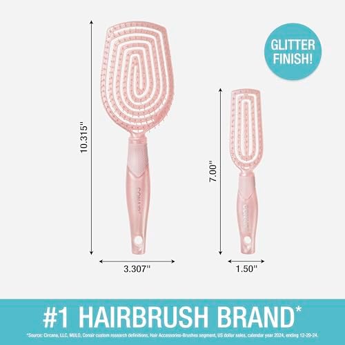 Conair Hair Brush Set, Scalp Care Detangling, 2-Pack, Pink - Image 6