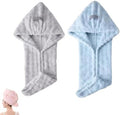 Ultra Absorbent Fast-Drying Hair Turban, Thickened Coral Fleece (Gray+Blue) by Unknown
