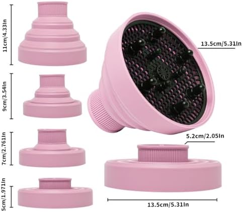 Universal Collapsible Hair Dryer Diffuser Attachment-Foldable Portable Travel and Easy Storage Hair Diffuser Fit Most Hair Dryers with Nozzle Diameter D-1.575Inch to 1.968 Inch (4-5cm)- Pink - Image 4