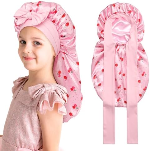 AWAYTR Kids Bonnets for Girls - Satin Long Hair Braid Bonnet for Sleeping by AWAYTR