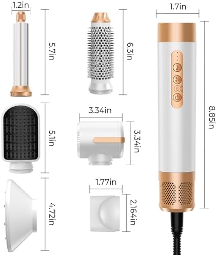 5 in 1 Hair Dryer Brush Set, Negative Ion Blow Dryer Brush Air Styler Curling Wrap Air Curler, Curling Iron Hair Styling Tools As A Gift for Straight/Curl/Drying/Smoothing - Image 7