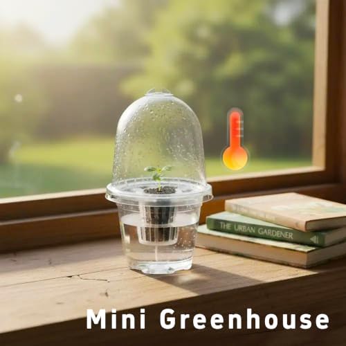 pson 10Pcs 3.5 Inch Clear Plant Humidity Dome Cover, Reusable Plastic Frost Protection Mini Greenhouse for Indoor and Outdoor Plant Growth - Image 5
