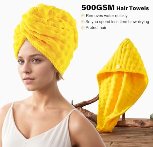 COZYART Lint Free 8 Pcs Bathroom Towels Set Ultra Soft Microfiber Yellow - Image 2