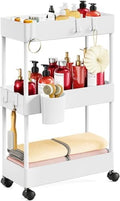 Pipishell 3 Tier Slim Storage Cart with Wheels, Bathroom Cart, White by Pipishell