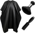Barber Brush Neck Duster Set, 3-Piece Haircut Cleanup Kit with Hair Cutting Cape and Small Cleaning Brush, for Neckline Cleanup, Salon and Home, Black by Unknown