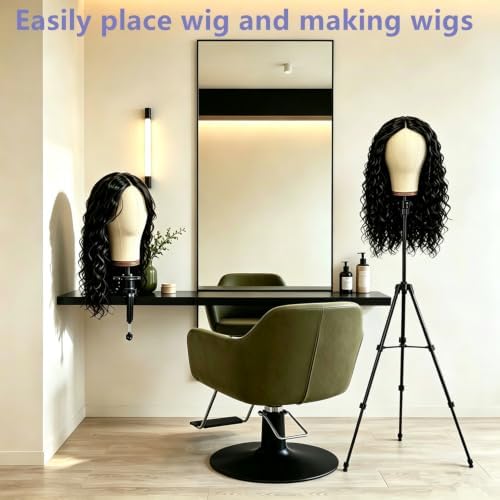 Wig Head 23 Inch Cork Canvas Head Mannequin Head for Wigs Making Display - Image 6