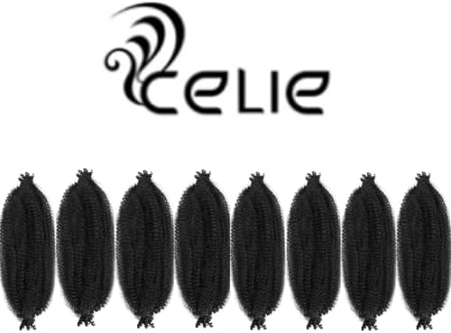 Celie Marley Twist Braiding Hair Extensions 12 Inch Pre-Separated Springy Afro Twist Hair 8 Packs Suitable for Damaged Soft Locs Synthetic Cuban Mini (1B#, 12 Inch (Pack of 8)) - Image 2