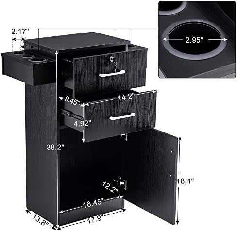 BarberPub Locking Stroage Cabinet, Barber Station with Holder, Black 2021 - Image 3