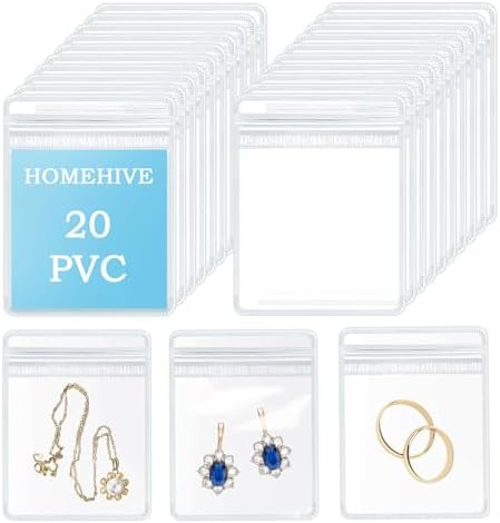 HOMEHIVE Travel Jewelry Bags, 20Pcs Clear Travel Jewelry Organizer, Portable Anti Tarnish Jewelry Storage Pouch Bag Gift for Women Girl, 20Pcs Clear Bags by HOMEHIVE