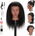 Mannequin Head 100% Human Hair Black 18" for Cosmetology & Hairdressers by TREOSIDA