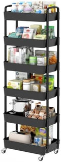 Sywhitta 6-Tier Plastic Rolling Utility Cart with Wheels for Storage,Black by haseverythingyouneed