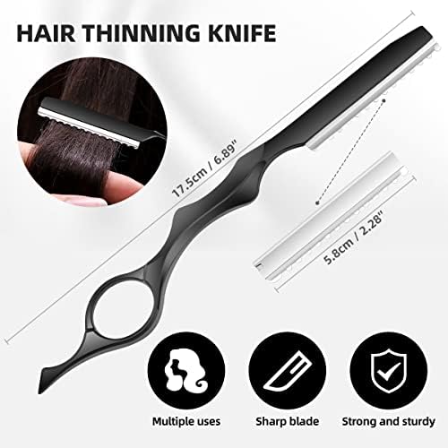 6.89 inch Hair Cutting Scissors Set With Thinning Knife - Black - Image 4