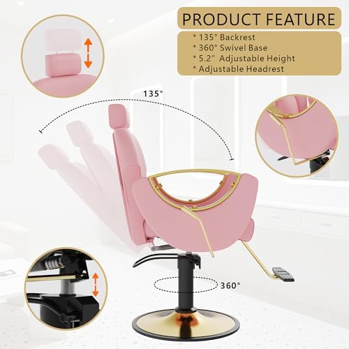 Salon Chair for Hair Stylist, Reclining Hair Salon Chair for Home - Image 4