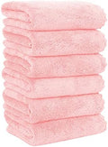MOONQUEEN 6 Pack Premium Hand Towels - Quick Drying - Microfiber Coral Velvet Highly Absorbent Towels - Multipurpose Use as Hotel, Bathroom, Shower, Spa, Hand Towel 16 x 28 inches (Pink) by MOONQUEEN
