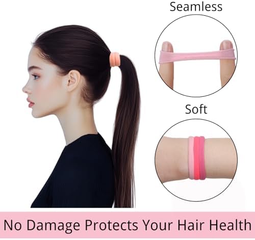LuSeren 120 Pcs Pink Hair Ties for Women, No Damage Soft Seamless Nylon Hair Elastics for Thick Hair, Ponytail Holders, 3 Gradient Pink Hair Accessories - Image 4