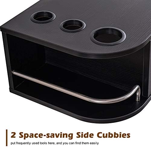 BarberPub Wall Mount Styling Station with Lockable Drawer (Black) - Image 5