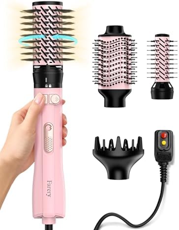 FARERY Hot Air Brush 1000W — 4-in-1 Volumizer & Styler for Damp Hair, Hold-to-Rotate Round Brush Hair Dryer Brush for Volume, Smooth & Curl, Diffuser Included, Best for Fine to Medium-Thick Hair by FARERY