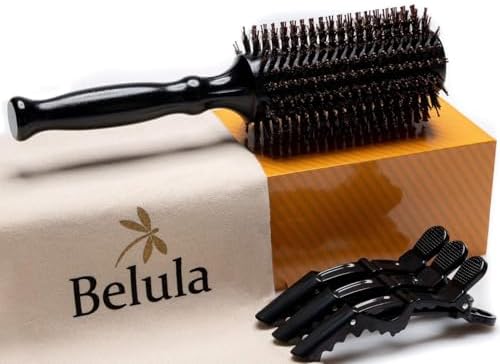 Belula Boar Bristle Round Brush for Blow Drying, Large 1.5 -Inch Barrel by Belula