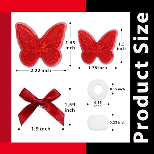 100PCS Hair Beads for Braids Coquette Red Bow Hair Clips Embroidery Butterfly Hair Clips Black Loc Dreadlock Beads Cute Hair Decoration for Girls Women - Image 4