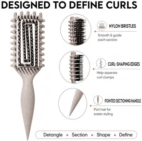 Curly Hair Brush Candybrush Curl Defining Brush for Detangling Shaping and Defining Curls for Women, Men, Wet & Dry Hair (Beige) - Image 2