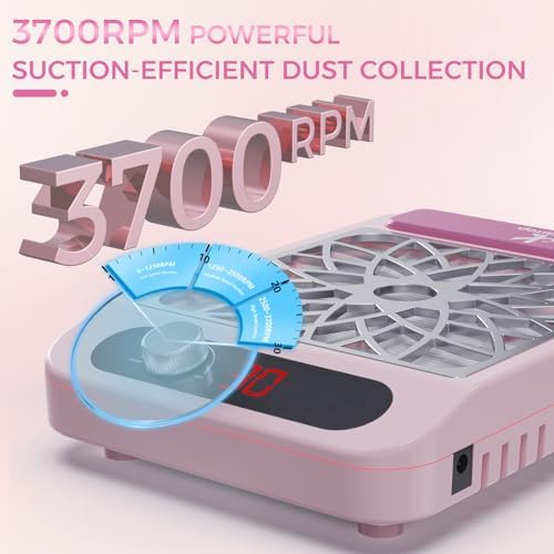 Nail Dust Collector for Nail Techs, Compact & Quiet Nail Vacuum dust Collector with Reusable Filter, Powerful Nail Fan Nail Tech Must Haves for Gel Polish, Pedicures, Salon & Home Use, Pink - Image 3