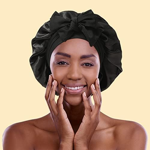 AWAYTR 2-Layer Satin Hair Bonnet, Tie Band Sleep Cap for Women - Image 5