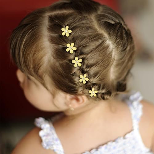 YISSION Bright Yellow Mini Flower Hair Clips for Women & Girls, 20Pcs Glitter Floral Hair Barrettes with Crystal, Vibrant Hair Accessories for Wedding Prom Party Daily Hairstyling - Image 5