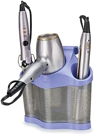 Polder Style Station, Hair Tool Organizer for Hair Dryer, Curling Iron, Hair Straightener, Easy-to-Store Hair Styling Station, Periwinkle and Silver - Image 7