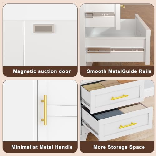 Tall Metal Narrow Storage Cabinet 67" H with 2 Drawer,White Kitchen Pantry Cabinets with 2 Adjustable Shelves and Door,Cuby Storage Orgainzer,Tall Bathroom Cabinet for Kitchen, Home Office,Dining Room - Image 5