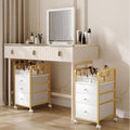 Rolling Makeup Organizer Cart with 3 Drawers Under Desk Storage by ZQUYAJ