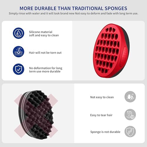 FIABC Silicone Curl Brush,Africa Comb,Magic Curly Hair Brush Twist Hair,Afro Pick,Men Women Boys Girls Wave Curler Tool,1 Set (Red) - Image 6