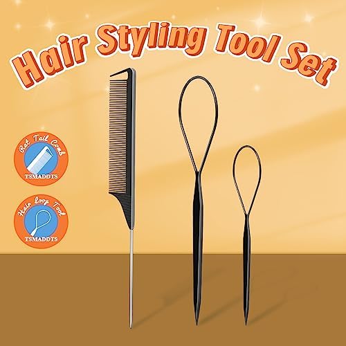 TsMADDTs Small Hair Ties Set, 2000 pcs Rubber Bands with Organizer Box, 7 Natural Colors Clear Black Brown, Rat Tail Comb - Image 5