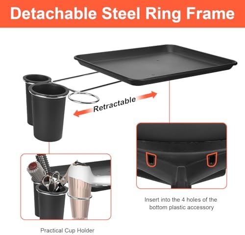 Salon Tray Cart, Metal Tattoo Tray with Tool Holder, Service Rolling Tray Adjustable Height, Storage Tray Trolley for Salon Spa Dental Use, Rolling Tray Cart - Image 5