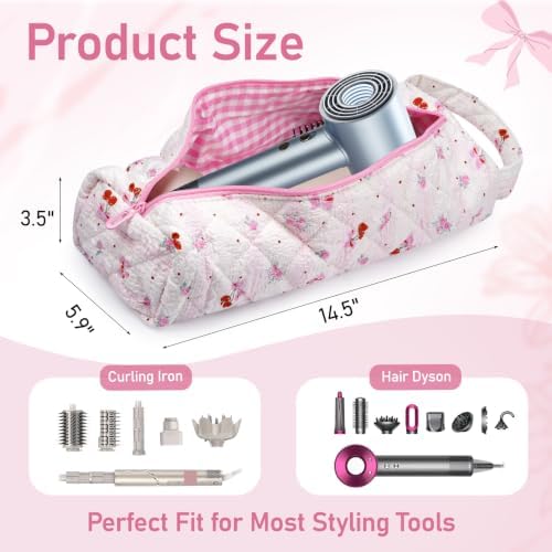 Hair Tool Organizer Travel Bag for Curling Irons & Dryers (Pink Cherry) - Image 3
