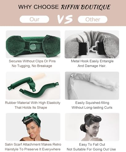 Classic Heatless Curls Overnight Rods - Upgraded Directional Grip Velvet No Heat Hair Curlers to Sleep Hair Rollers Flexible Curling Rods Set for Long Thicker Hair, Full Coverage Larger Silk Scarf - Image 6