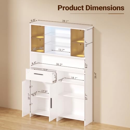 Professional Nail Storage Cabinet with LED Display Shelf (White) - Image 2