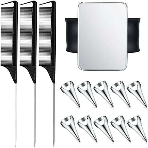 Patelai Stitch Braid Tool Finger 10 Hair Parting Ring,Black, Silver by Patelai