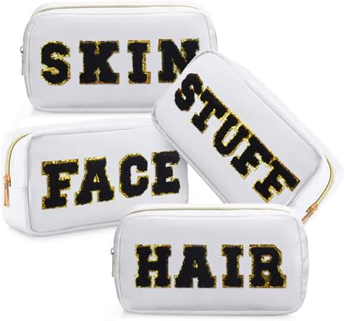 Remerry 4 Pcs Preppy Makeup Bags,Classic White by Remerry