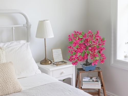 Briful Artificial Bougainvillea Tree in Blue Pot 18.5" Tall Faux Bougainvillea Floral Tree Tropical Silk Fake Flower Plant for Home Office Living Room Table Décor(Pink) - Image 6