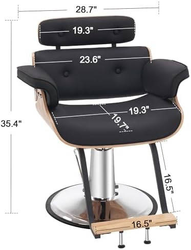 BarberPub Bend Wooden Salon Chair for Hair Stylist, 8261 (Black) - Image 3