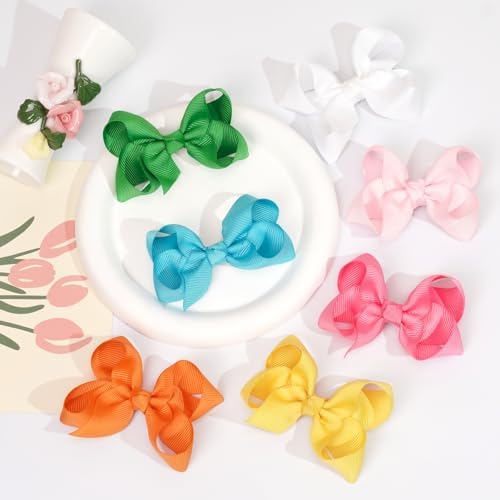 20PCS 3 Inch Hair Bows for Girls Grosgrain Ribbon Toddler Hair Accessories with Alligator Clips for Toddlers Baby Girls Kids Teens in Pairs - Image 5
