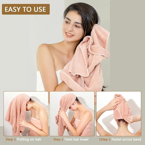 Microfiber Hair Towel Quick Dry Hair Towel Hair Drying Towels Suitable for All Kinds of Hair Ultra Absorbent Long and Thick Hair 24X48inch Grey (1pcs) - Image 4