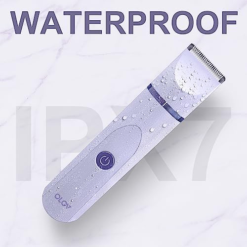 OLOV Electric Body Hair Trimmer - Groin Trimmer for Men - Bikini Trimmer Women - Wet/Dry Shaver Groomer, Replaceable Ceramic Blade Heads, USB Recharge Dock, Waterproof Hygiene Razor, Purple - Image 6