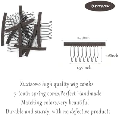 30 Pcs Wig Clips Wig Combs to Secure Wig 7-Teeth Wig Combs for Making Wig Caps (30 Pcs, Brown) - Image 2