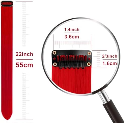Colored Hair Extensions Clip in Red and Black Hairpiece 14 PCS - Image 4