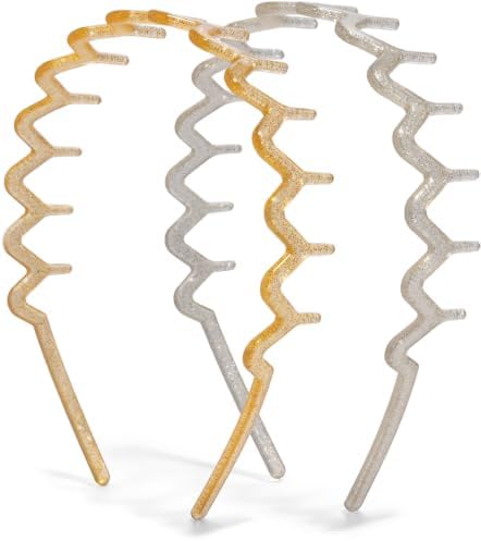 Kitsch Zig Zag Headbands for Women - Gold & Silver - 2 pcs by Kitsch