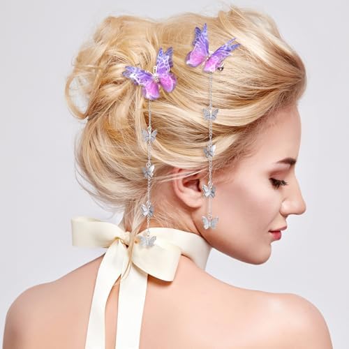 PAGOW 8pcs Butterfly Hair Tassel Clips, Cute Alligator Barrettes - Image 5